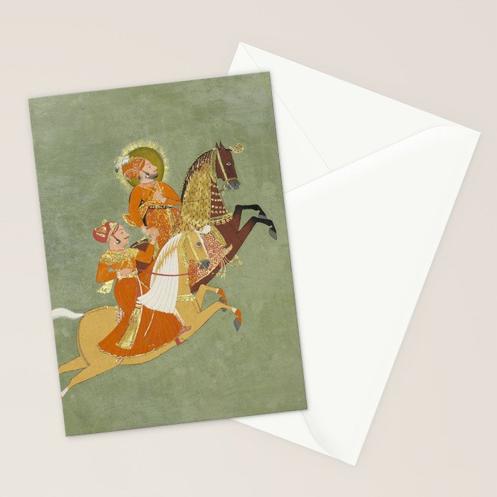 MAHARANA ARI SINGH OF MEWAR RIDING WITH A COMPANION BY THE ARTIST JUGARSI, MEWAR, RAJASTHAN 1765-66  Stationery Card Gallery Image 2