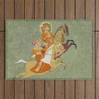 MAHARANA ARI SINGH OF MEWAR RIDING WITH A COMPANION BY THE ARTIST JUGARSI, MEWAR, RAJASTHAN 1765-66  Outdoor Rug Gallery Image 1