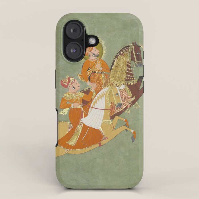 MAHARANA ARI SINGH OF MEWAR RIDING WITH A COMPANION BY THE ARTIST JUGARSI, MEWAR, RAJASTHAN 1765-66  iPhone Case Gallery Image 1