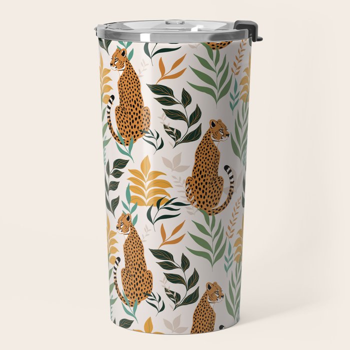 Spring Cheetah Pattern I - Green and Yellow Travel Mug Gallery Image 2