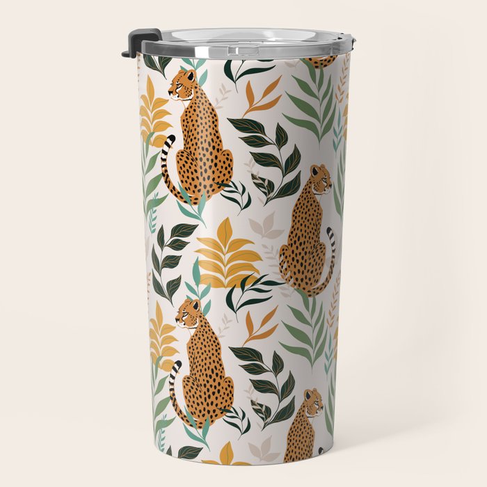 Spring Cheetah Pattern I - Green and Yellow Travel Mug Gallery Image 3