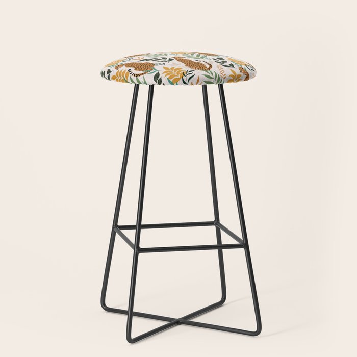 Spring Cheetah Pattern I - Green and Yellow Stool Gallery Image 1