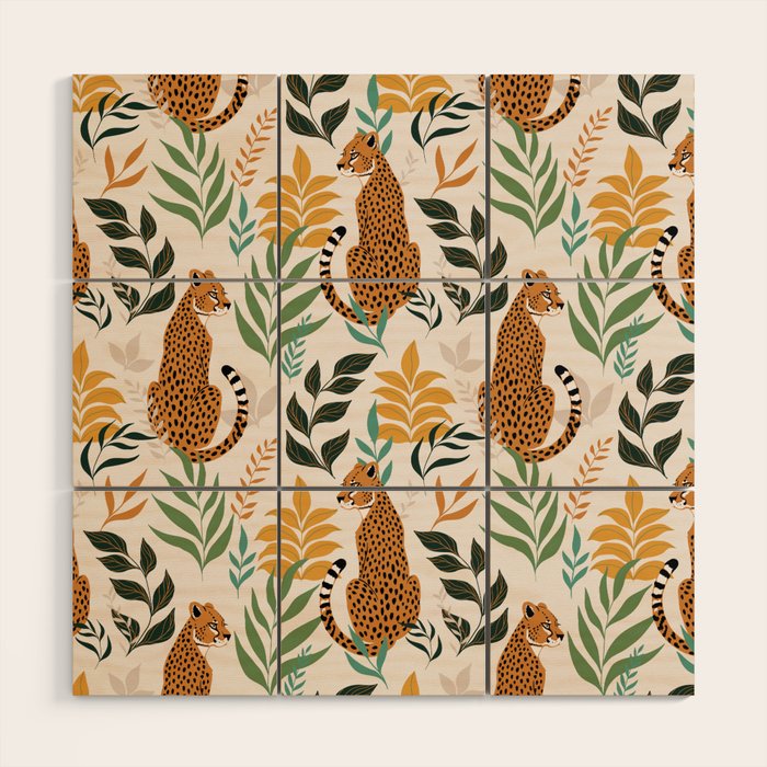 Spring Cheetah Pattern I - Green and Yellow Wood Wall Art Gallery Image 1