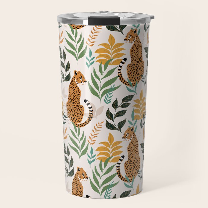 Spring Cheetah Pattern I - Green and Yellow Travel Mug Gallery Image 1