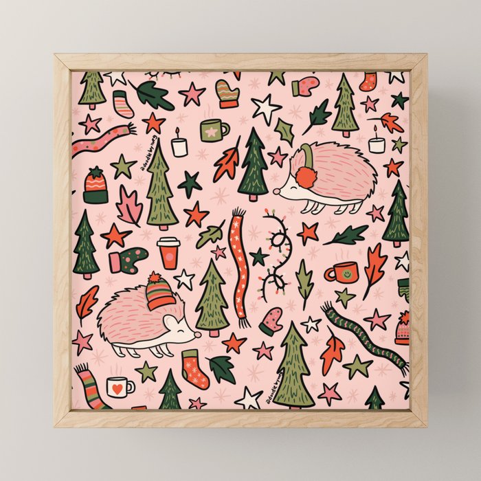 Hedgehog in Winter Print Mini Art Print Gallery Image 1