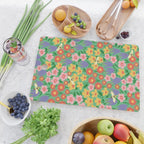 Bright Colorful Floral Meadow with Bees Cutting Board Gallery Image 2