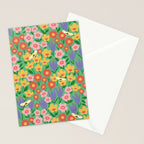 Bright Colorful Floral Meadow with Bees Stationery Card Gallery Image 2