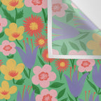 Bright Colorful Floral Meadow with Bees Wall Tapestry Gallery Image 3