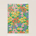 Bright Colorful Floral Meadow with Bees Stationery Card Gallery Image 2