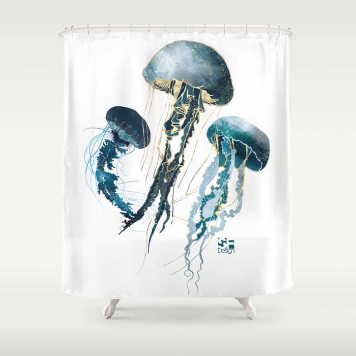 Metallic Jellyfish V-Custom Shower Curtain Gallery Image 1