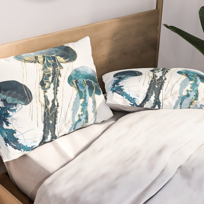 Metallic Jellyfish V-Custom Pillow Sham Gallery Image 2