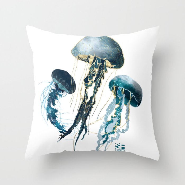 Metallic Jellyfish V-Custom Throw Pillow Gallery Image 6