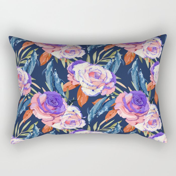 Dark landscape dolphins in the roses Rectangular Pillow Gallery Image 2