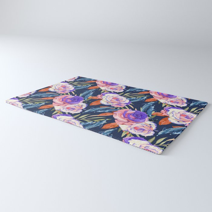 Dark landscape dolphins in the roses Rug Gallery Image 3