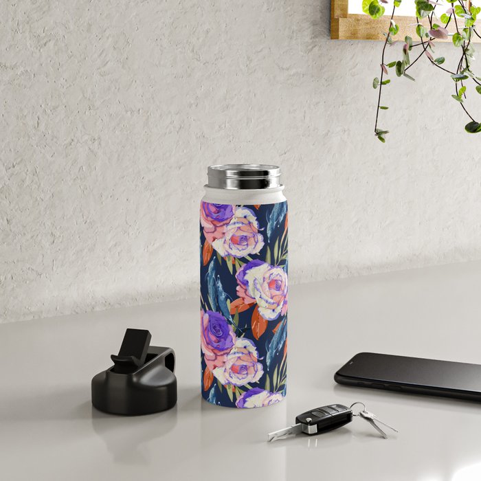 Dark landscape dolphins in the roses Water Bottle Gallery Image 4