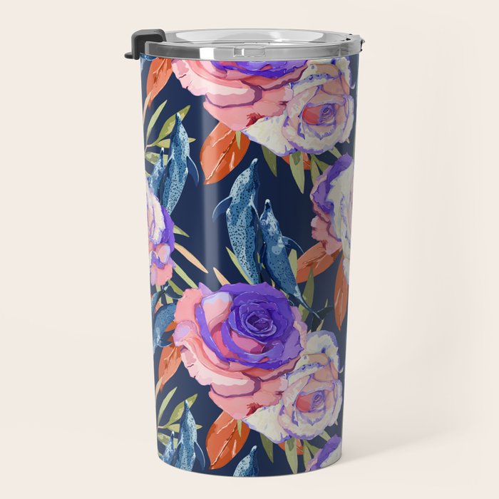 Dark landscape dolphins in the roses Travel Mug Gallery Image 3