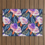 Dark landscape dolphins in the roses Outdoor Rug Gallery Image 1
