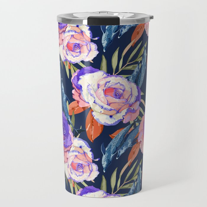 Dark landscape dolphins in the roses Travel Mug Gallery Image 1