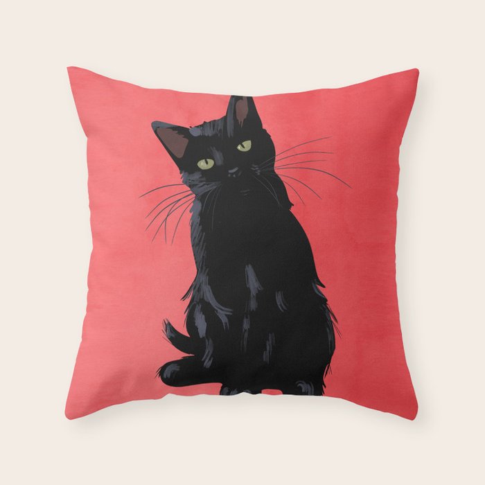 Black cat 2 Throw Pillow Gallery Image 6