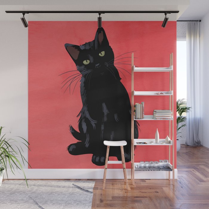 Black cat 2 Wall Mural Gallery Image 1