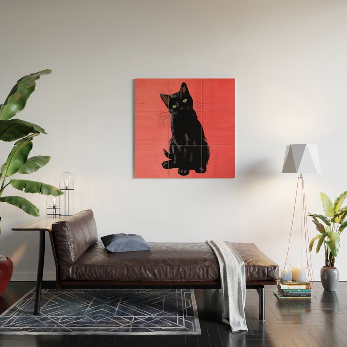 Black cat 2 Wood Wall Art Gallery Image 2