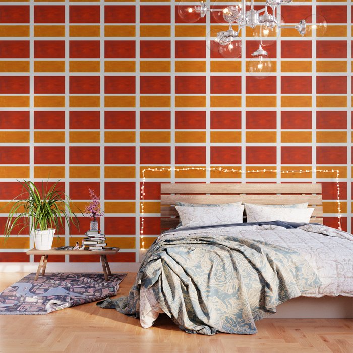 Burnt Orange Yellow Ochre Mid Century Modern Abstract Minimalist Rothko Color Field Squares Wallpaper Gallery Image 1