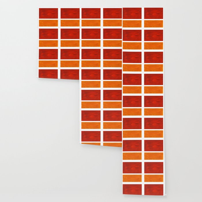 Burnt Orange Yellow Ochre Mid Century Modern Abstract Minimalist Rothko Color Field Squares Wallpaper Gallery Image 3