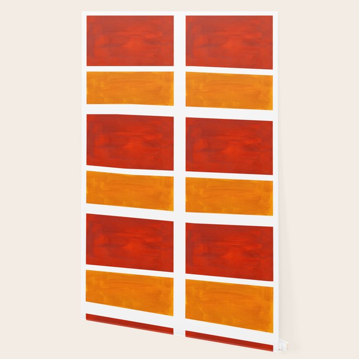 Burnt Orange Yellow Ochre Mid Century Modern Abstract Minimalist Rothko Color Field Squares Wallpaper Gallery Image 2
