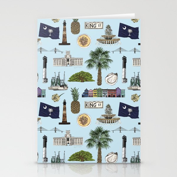 Charleston South Carolina Pattern - Blue Stationery Card Gallery Image 2