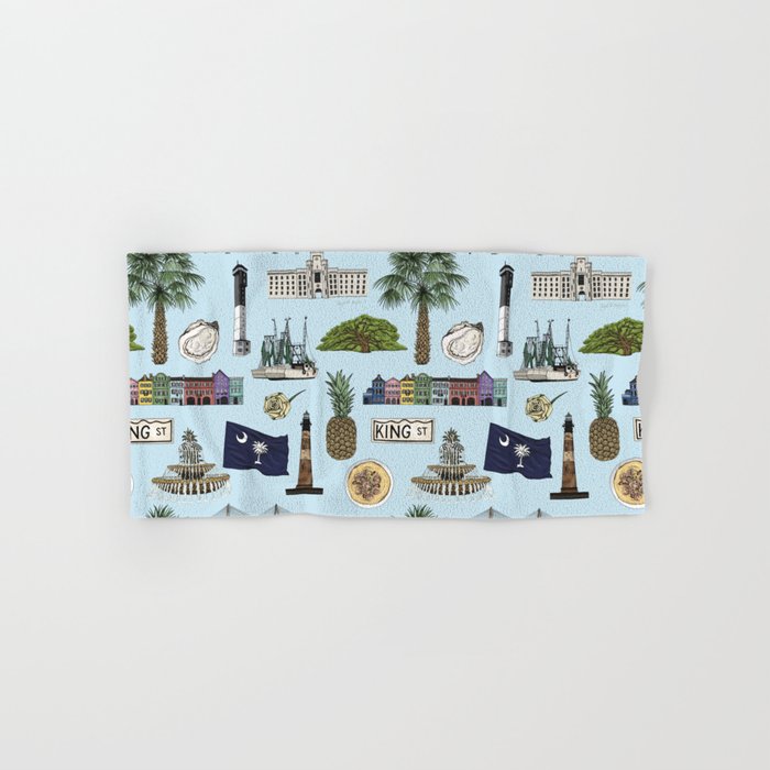 Charleston South Carolina Pattern - Blue Bath Towel Gallery Image 1