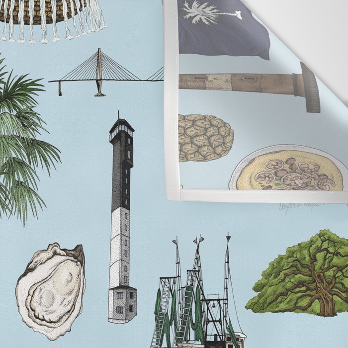 Charleston South Carolina Pattern - Blue Wall Tapestry Gallery Image 3