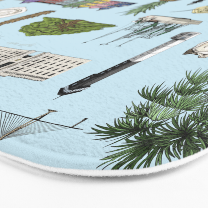 Charleston South Carolina Pattern - Blue Bath Mat Gallery Image 3