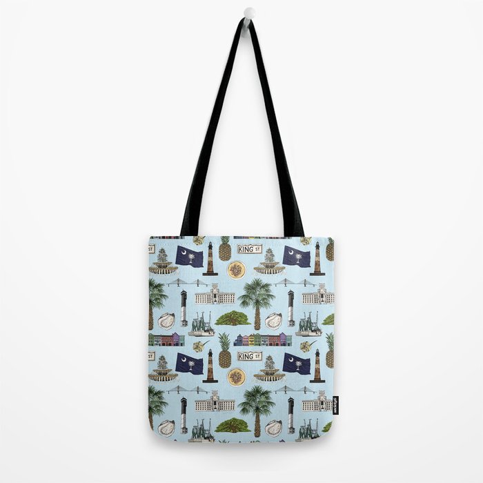 Charleston South Carolina Pattern - Blue Tote Bag Gallery Image 2