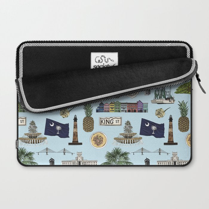 Charleston South Carolina Pattern - Blue Laptop Sleeve Gallery Image 2
