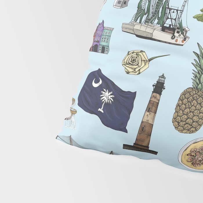 Charleston South Carolina Pattern - Blue Pillow Sham Gallery Image 4