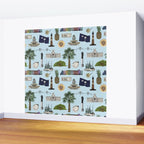 Charleston South Carolina Pattern - Blue Wall Mural Gallery Image 2