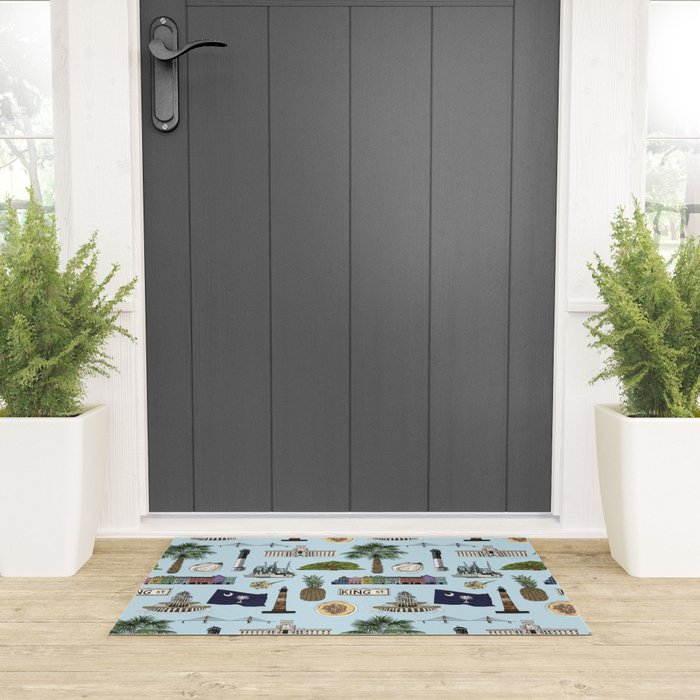 Charleston South Carolina Pattern - Blue Welcome Mat Gallery Image 3