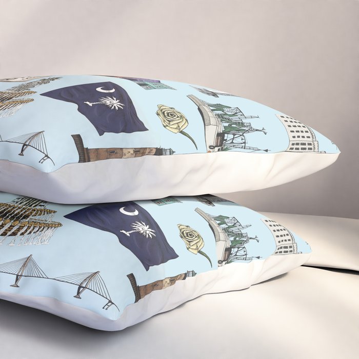 Charleston South Carolina Pattern - Blue Pillow Sham Gallery Image 3