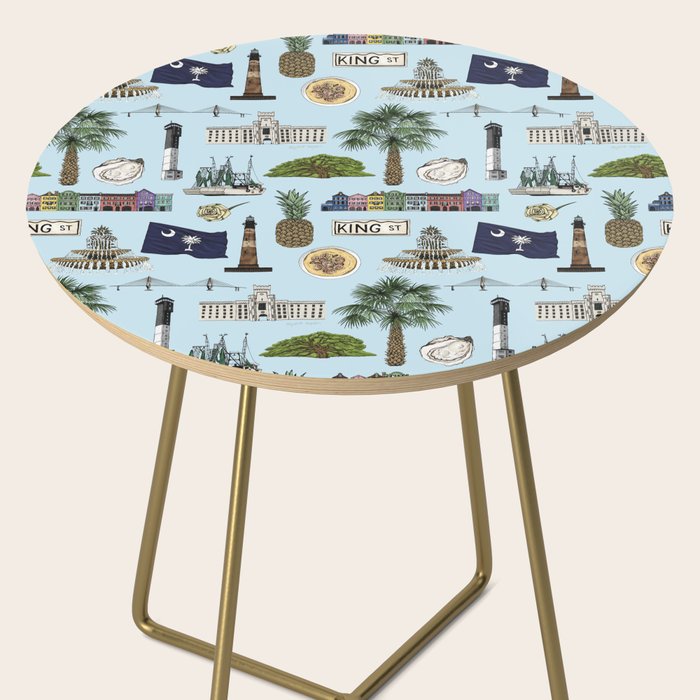 Charleston South Carolina Pattern - Blue Side Table Gallery Image 2