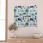 Charleston South Carolina Pattern - Blue Wall Tapestry Gallery Image 2