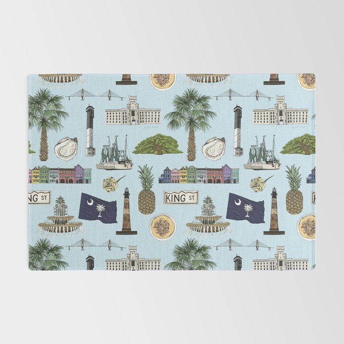 Charleston South Carolina Pattern - Blue Rug Gallery Image 2