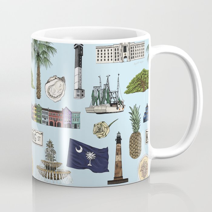 Charleston South Carolina Pattern - Blue Coffee Mug Gallery Image 1