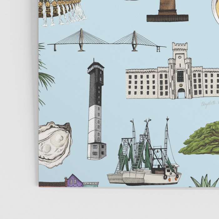 Charleston South Carolina Pattern - Blue Poster Gallery Image 3