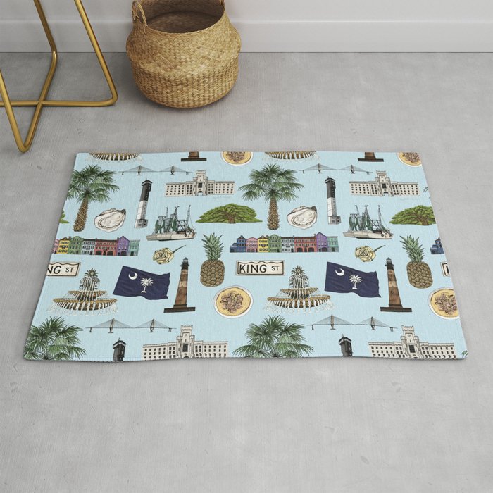 Charleston South Carolina Pattern - Blue Rug Gallery Image 1