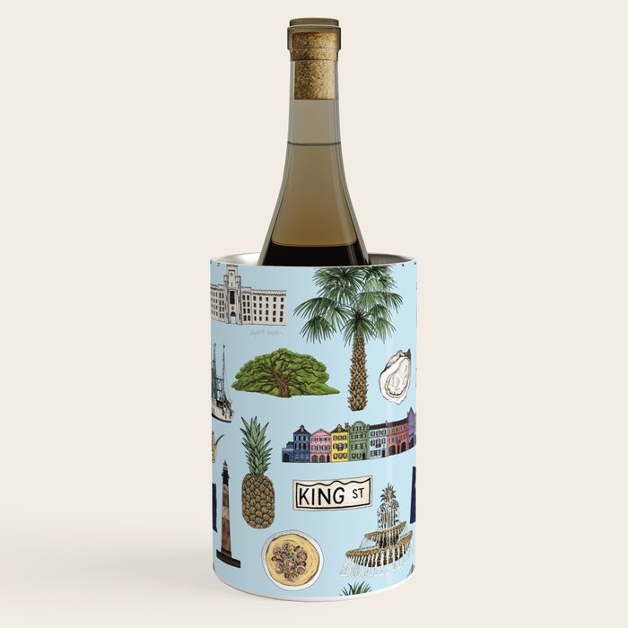 Charleston South Carolina Pattern - Blue Wine Chiller Gallery Image 1