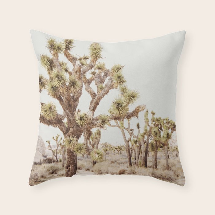 Pale Desert 2 - Joshua Tree Cactus Landscape Photography Throw Pillow Gallery Image 6