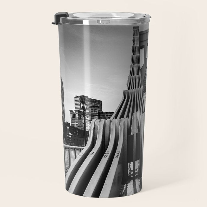 Pittsburgh Pennsylvania Steel City Skyline Bridge Black White Print Travel Mug Gallery Image 3