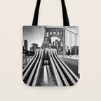 Pittsburgh Pennsylvania Steel City Skyline Bridge Black White Print Tote Bag Gallery Image 1