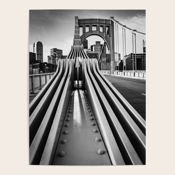 Pittsburgh Pennsylvania Steel City Skyline Bridge Black White Print Poster Gallery Image 4