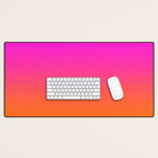Hot Magenta Pink and Orange Trendy Ombre Desk Mat Gallery Image 1